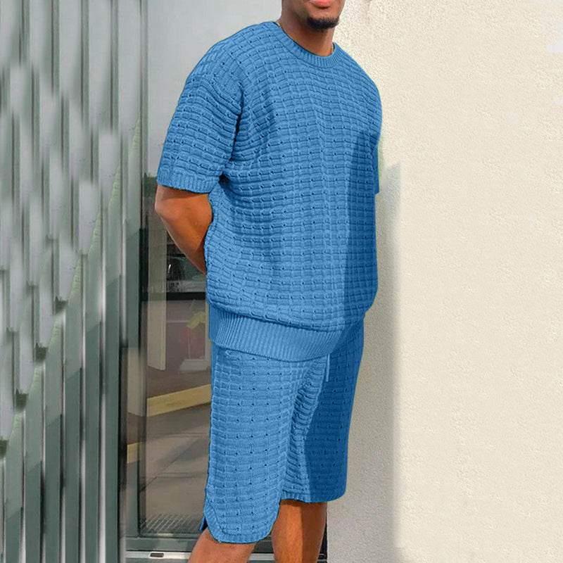 Men's Summer Suit Fashion Loose Men 2 Pieces Outfit Summer Hippie Shirt And Short Set - Velora