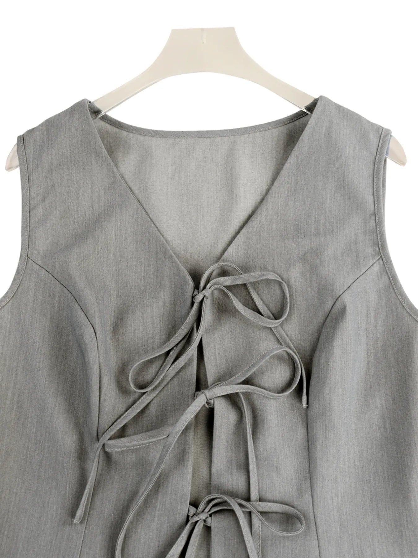 Tie Front Vest and Wide Leg Pants Set - Velora