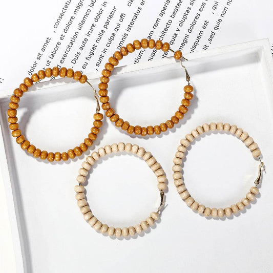 Handmade wooden beaded earrings and earrings - Velora