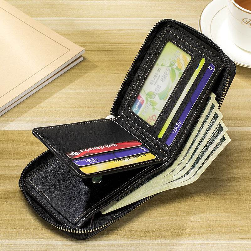 Men's Short Wallet Stitching Stone Pattern Large Capacity Tri-fold Bag - Velora