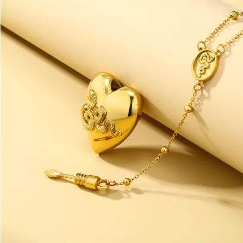 18k Gold Detachable Love Necklace With Snake Carving Fashion Personality Clavicle Chain Necklace For Valentine's Day Loved Memorial Jewelry - Velora