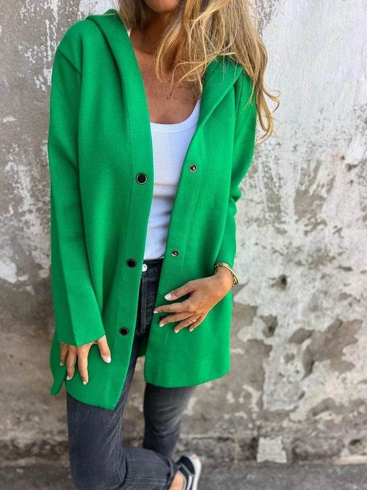 Casual Hooded Single-Breasted Cardigan Fashion Loose Solid Color Jacket Spring And Autumn Women's Clothing - Velora