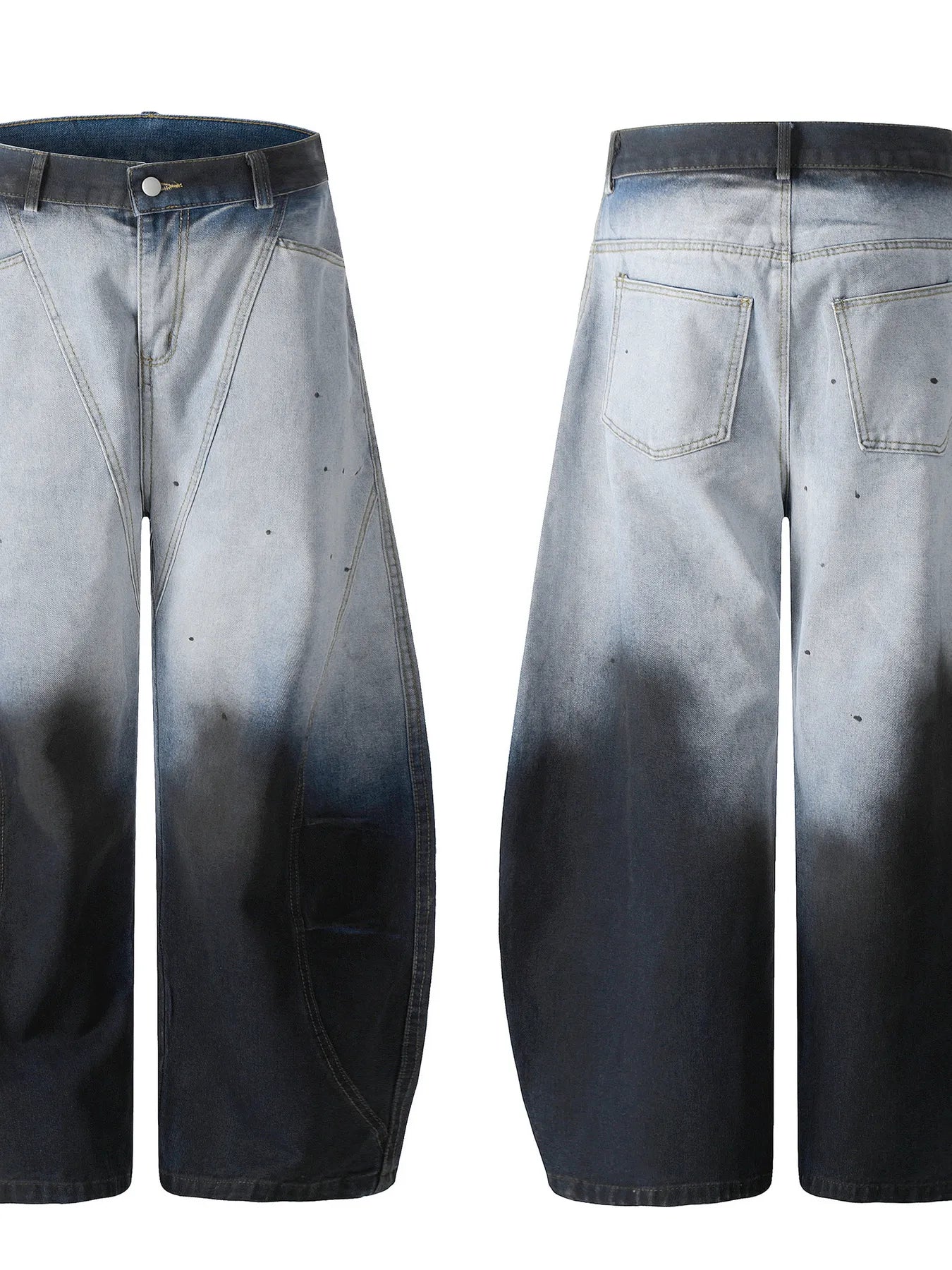 Men's Gradient Curved Jeans with Seam Detail - Velora