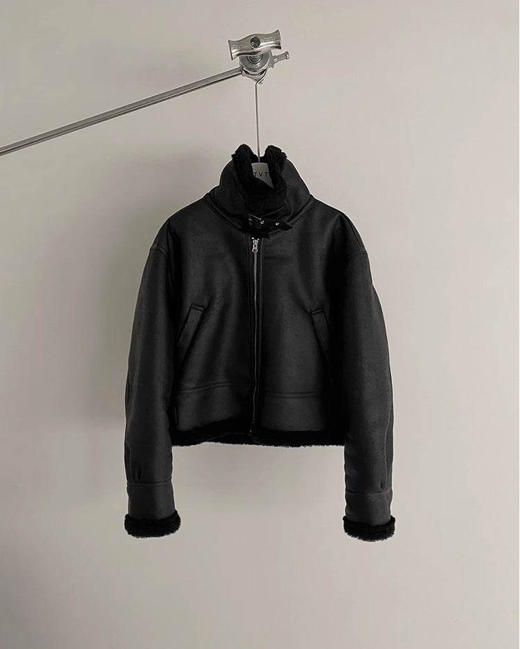 South Korea Fur Integrated Cotton Coat Loose Suede Lambswool Leather Jacket - Velora