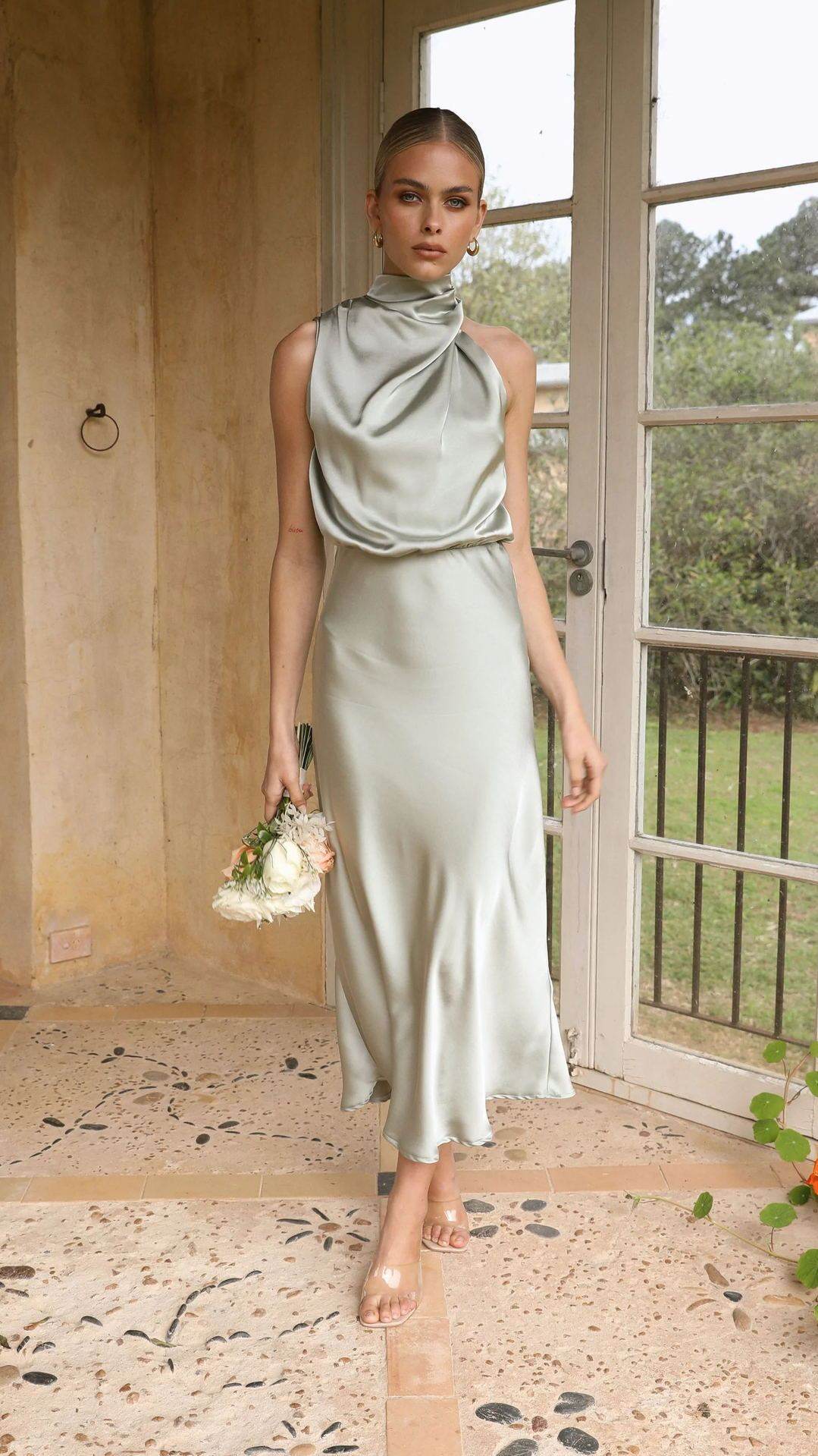 Sleeveless Halter Neck Dress Summer Fashion Temperament Evening Dresses For Women Clothing - Velora