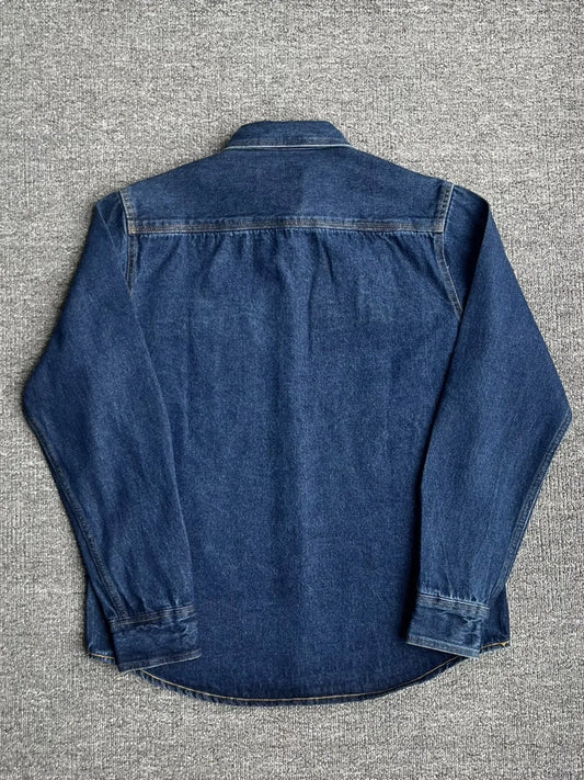 Men's Plus Size Button Up Washed Denim Shirt - Velora