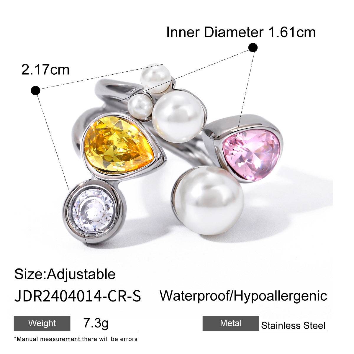 European And American Stainless Steel Pearl Eye-catching Ring High-grade Ins - Velora