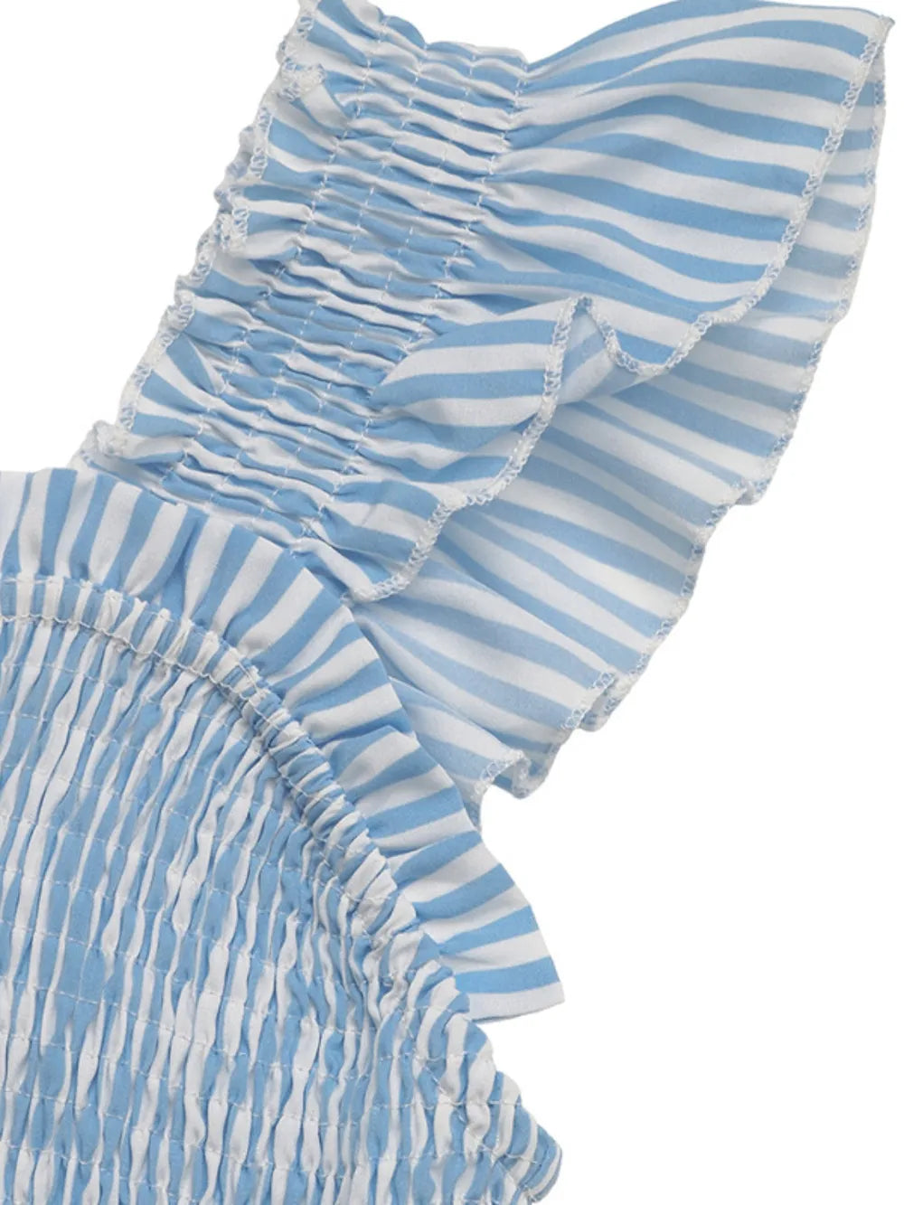 Smocked Striped Wide Striped Midi Dress - Velora