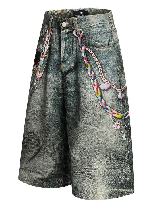 Men's Wide Leg Denim Shorts - Velora