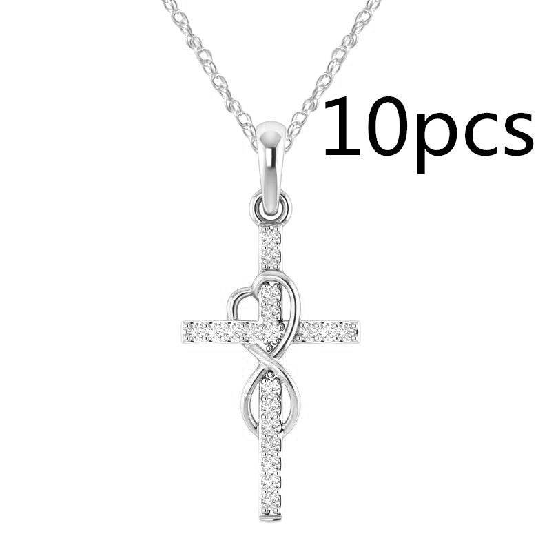 Alloy Pendant With Diamond And Eight-character Cross Necklace - Velora