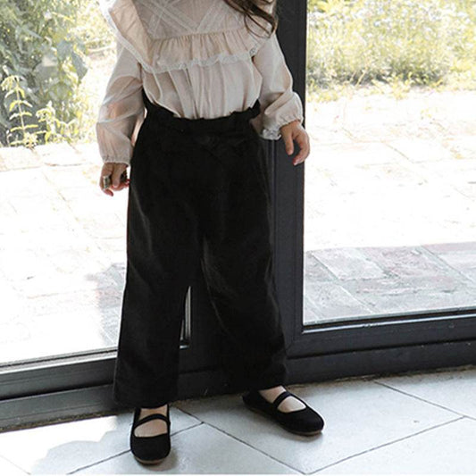 Children's Clothing Children Girls Flower Bud Waist Bow Slacks - Velora