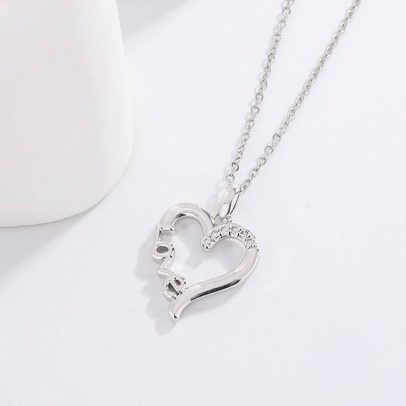 Creative Heart Design LOVE Titanium Steel Necklace LOVE Pendant For Women Wedding Anniversary Party Statement Neck Accessories Jewelry Gift - Velora