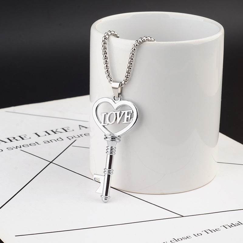 Stainless Steel Necklaces Sweet Heart Key Pendants Choker Chain Korean Fashion Jewelry For Women Jewelry Gifts - Velora