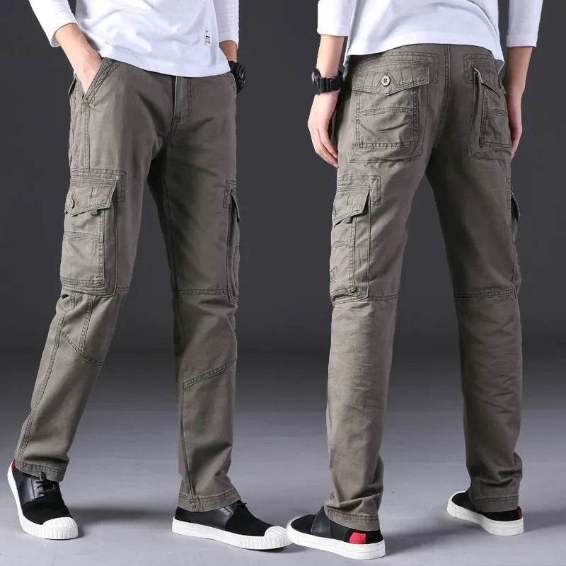 Overalls Men's Outdoor Casual Trousers Pure Cotton Straight Loose Multi-pocket Cargo Pant - Velora
