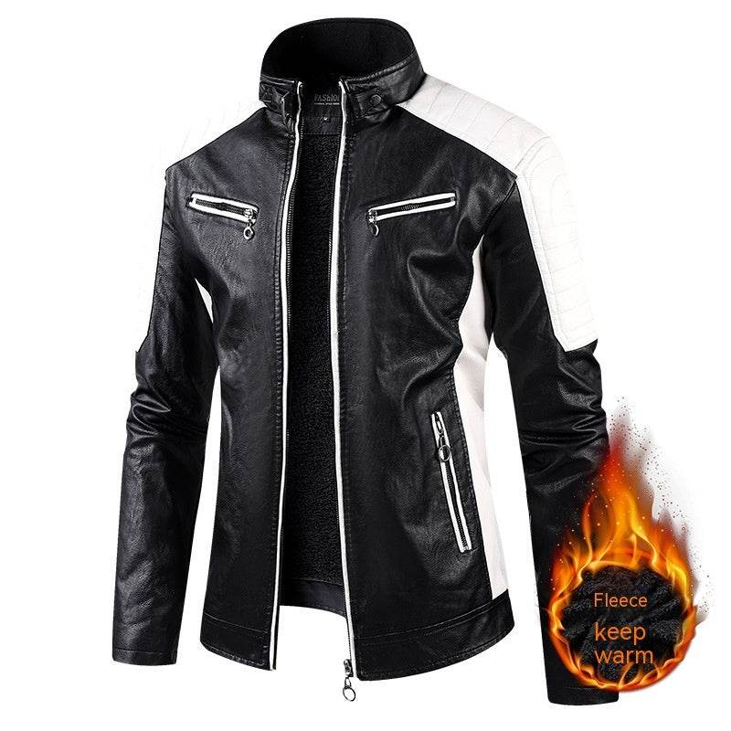 European Size Autumn And Winter Leisure Leather Men's Coat Fleece-lined - Velora