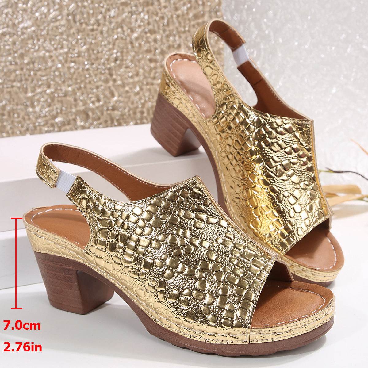 Women's Plus Size Thick Bottom Chunky Heel Wedge Sandals - Velora