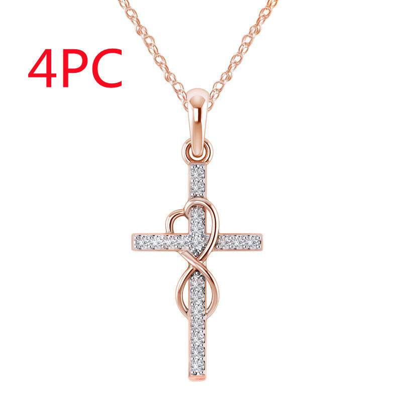 Alloy Pendant With Diamond And Eight-character Cross Necklace - Velora