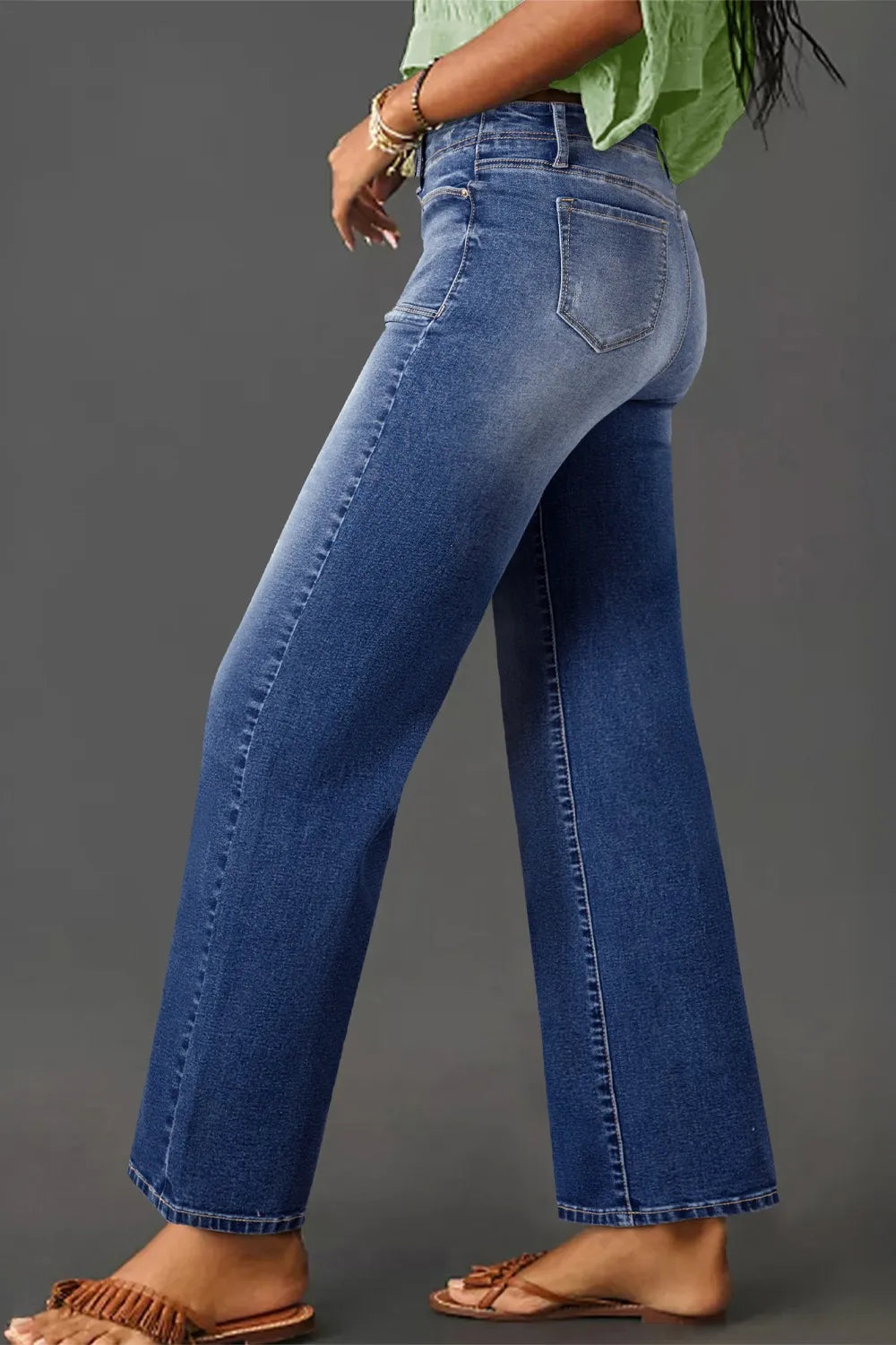 High-Waisted Wide-Leg Vintage Wash Jeans - Velora