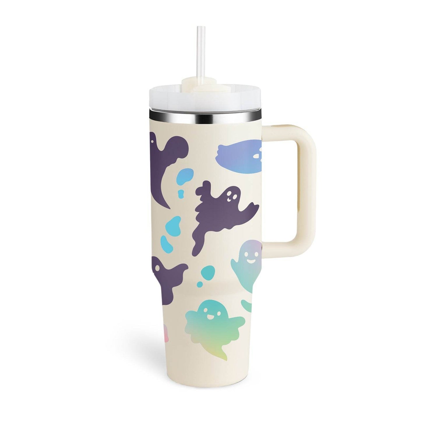 40 Oz Tumbler With Handle Straw Insulated, Stainless Steel Spill Proof Vacuum Coffee Cup Tumbler With Lid Tapered Mug Gifts For Valentine Lover Suitable For Car Gym Office Travel - Velora