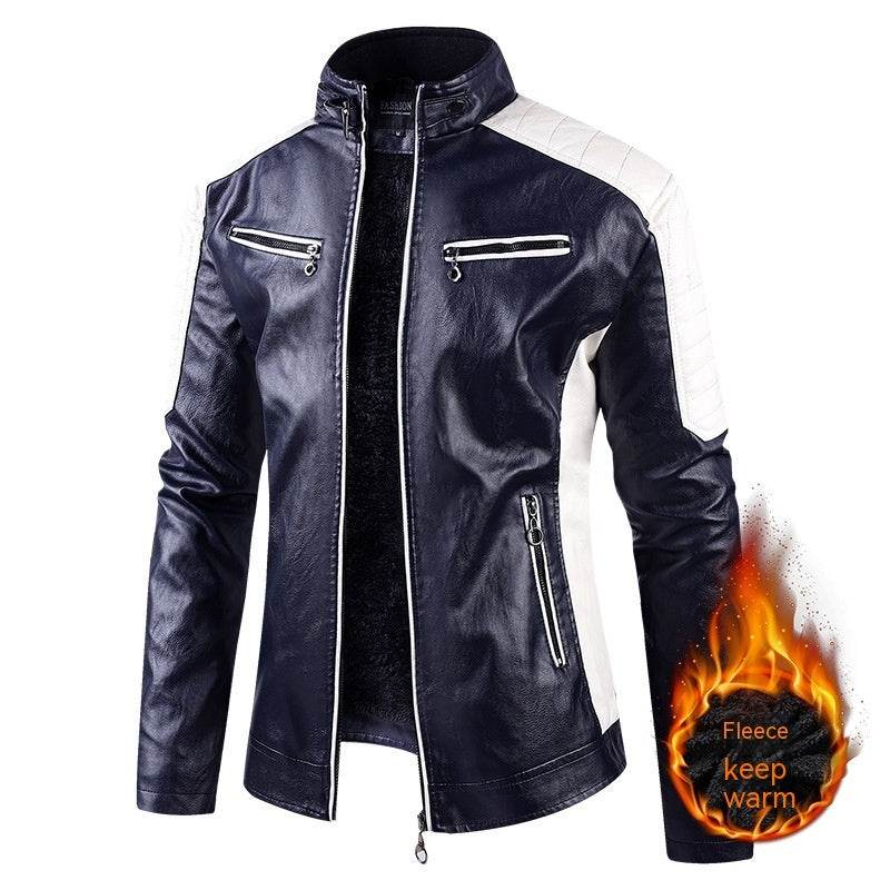 European Size Autumn And Winter Leisure Leather Men's Coat Fleece-lined - Velora