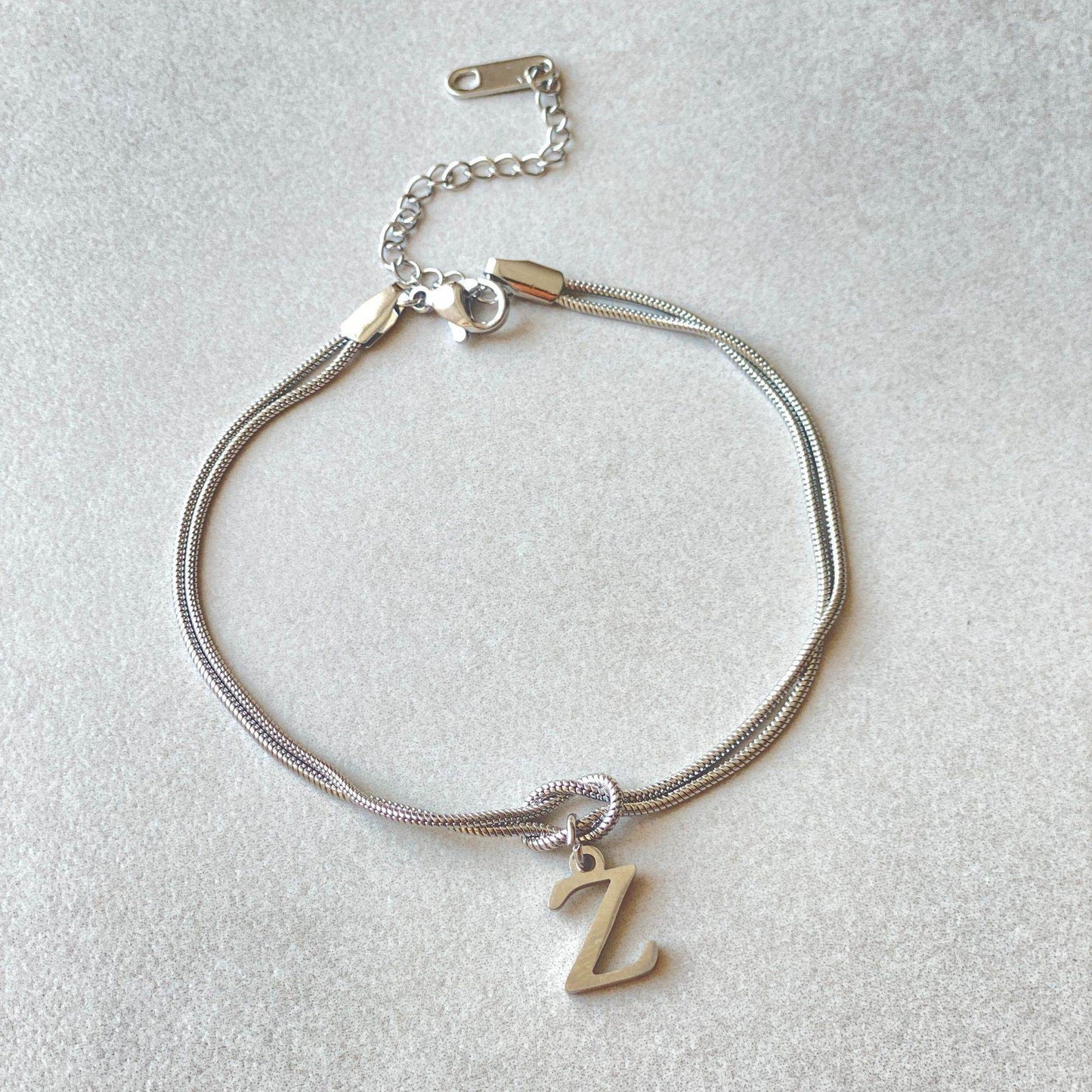 New Letter A-Z Love Knot Bracelets For Women Couple Gold Color Dainty Snake Chain Charm Bracelet Stainless Steel Jewelry Gift Valentine's Day Gifts - Velora