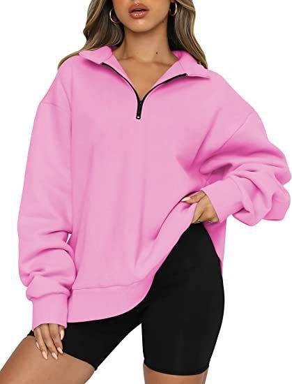 Women Sweatshirts Zip Turndown Collar Loose Casual Tops Clothes - Velora