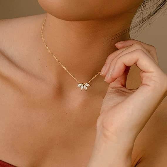 Fashion Jewelry Minimalist Shining Flower Petal Necklace For Women Girls Lotus Flower Pendant Necklace Female Party Anniversary Jewelry Gift - Velora