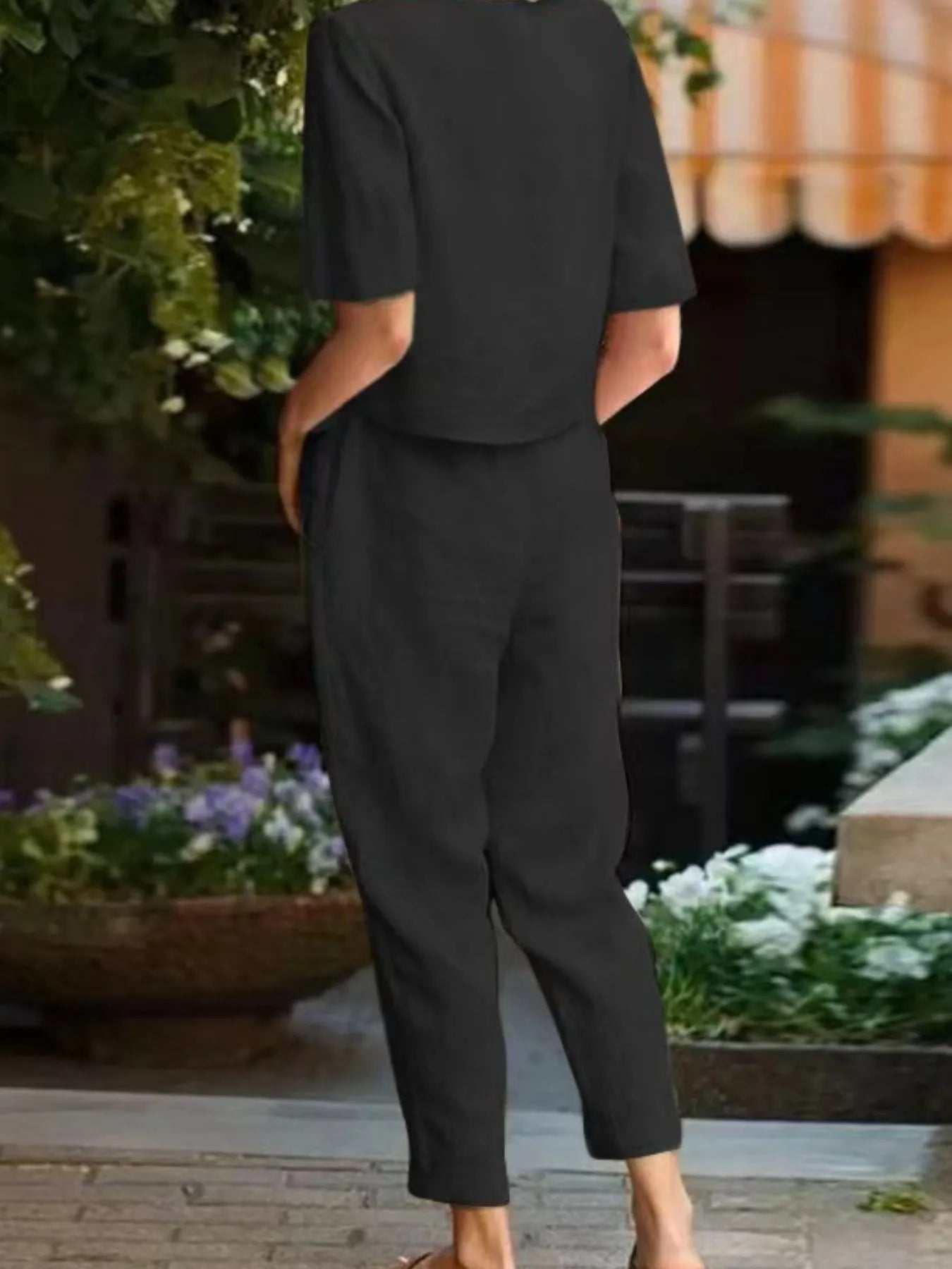 Full Size Round Neck Short Sleeve Top and Pants Set Plus Size - Velora