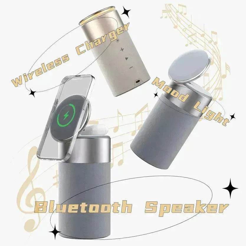 3 In 1 Multi-Function IPhone And AirPods Wireless Charger Portable Bluetooth Speaker With Touch Lamp For Home And Office - Velora