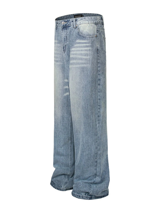 Men's High Waist Wide Leg Washed Jeans - Velora