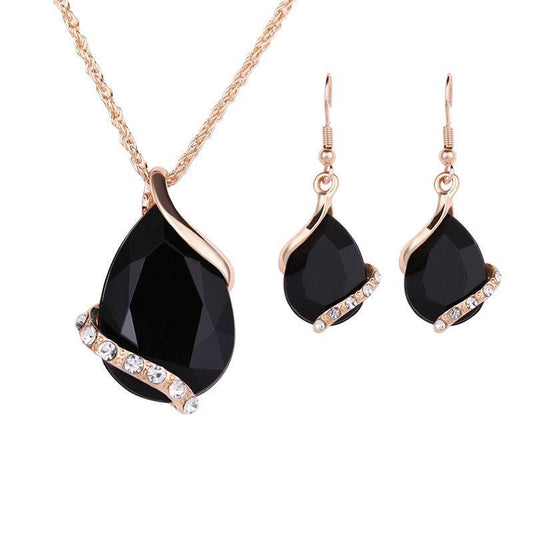 Water Drop Necklace Earring Set - Velora