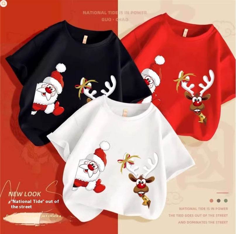 Christmas Elk Cotton T-shirt Boy - Velora