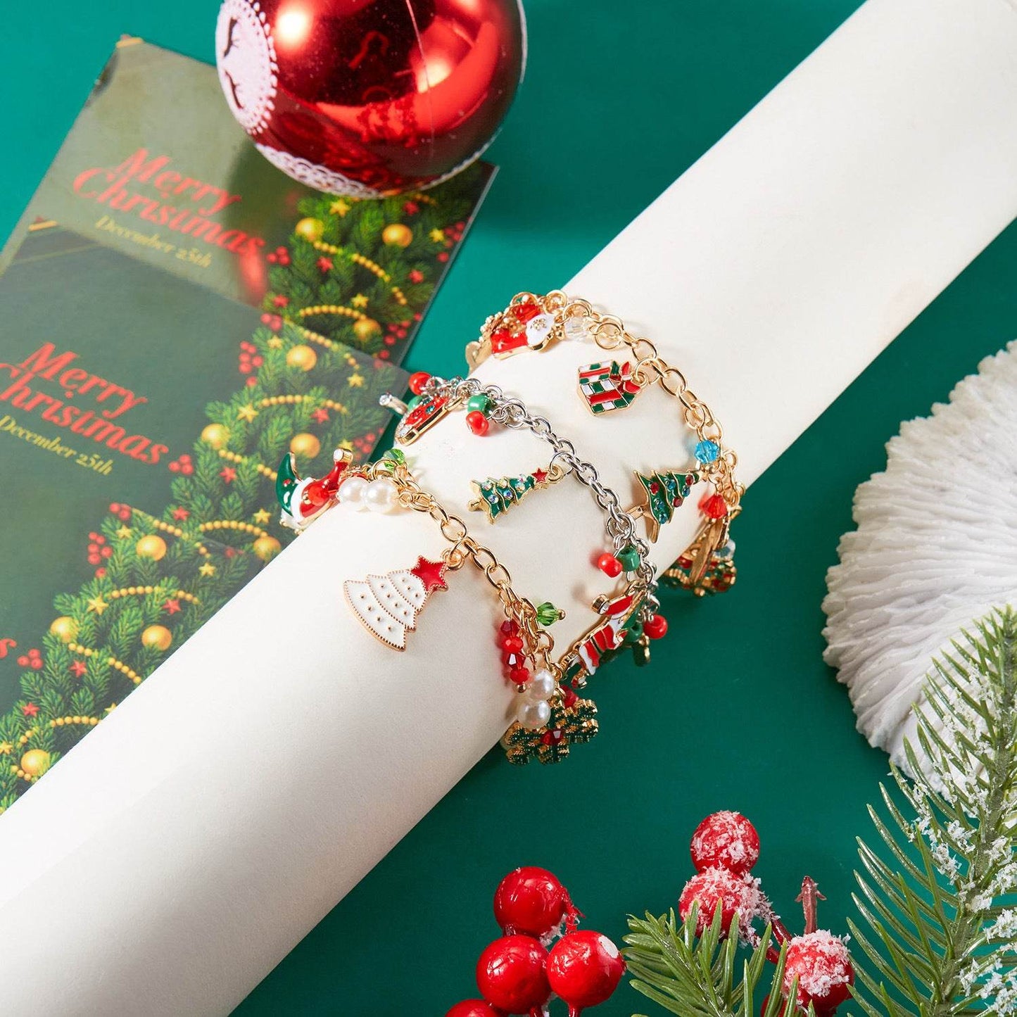 Personalized Christmas Bracelet Christmas Tree Santa Claus Pendant Bracelet For Women Jewelry - Velora