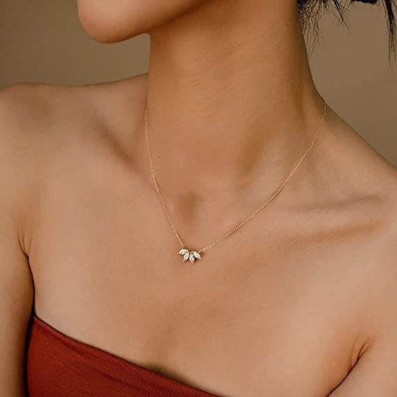 Fashion Jewelry Minimalist Shining Flower Petal Necklace For Women Girls Lotus Flower Pendant Necklace Female Party Anniversary Jewelry Gift - Velora