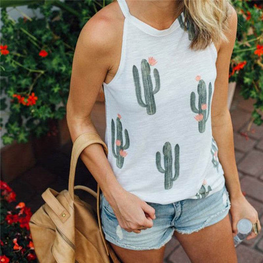 Summer Halter neck blouse top Cactus Print Women - Velora