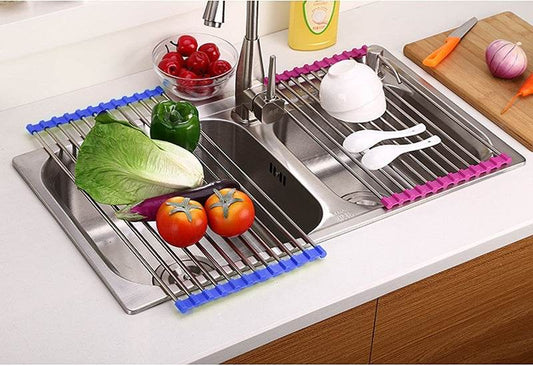 Folding Kitchen Drain Sink Rack Stainless Steel sink caddies - Velora