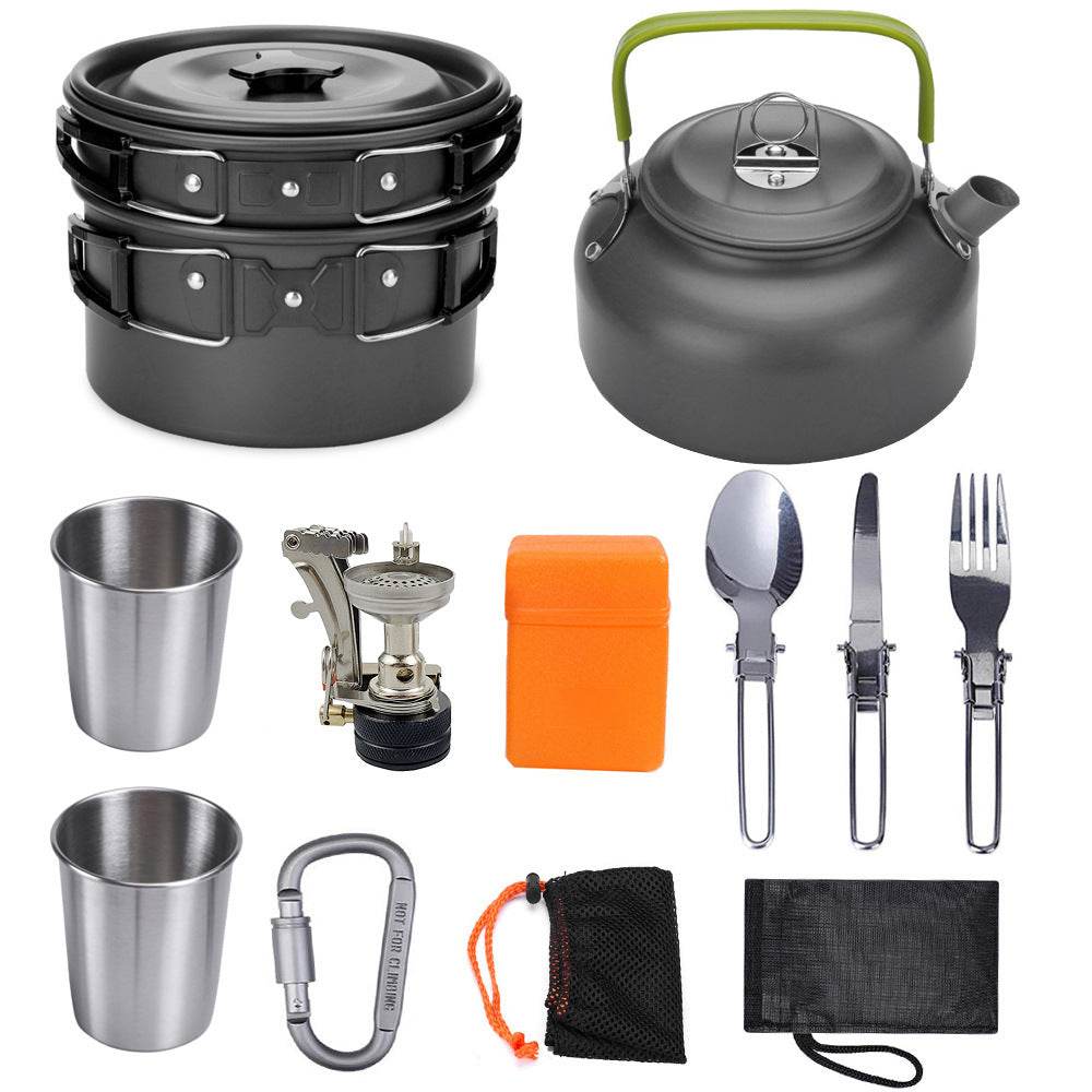 Camping Cookware Kit Outdoor Cooking Set Aluminum Equipment Outdoor Pot Travel Tableware Kitchen Hiking Picnic BBQ - Velora