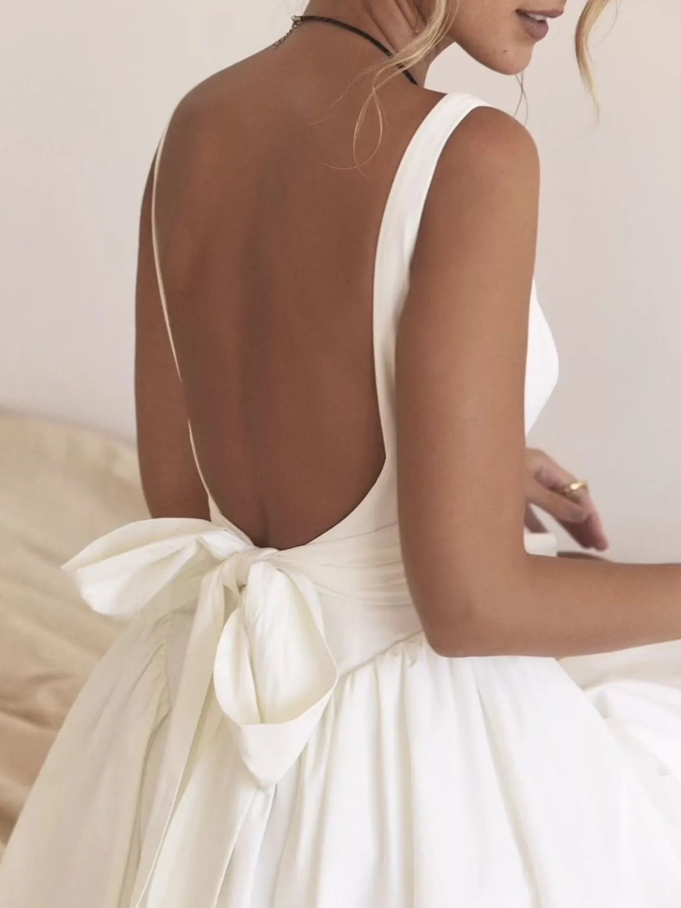 Backless Square Neck Mini Dress - Velora