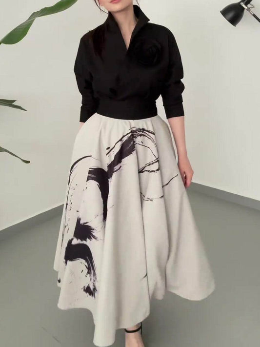 Vintage Three-layer Tulle Print Skirt - Velora