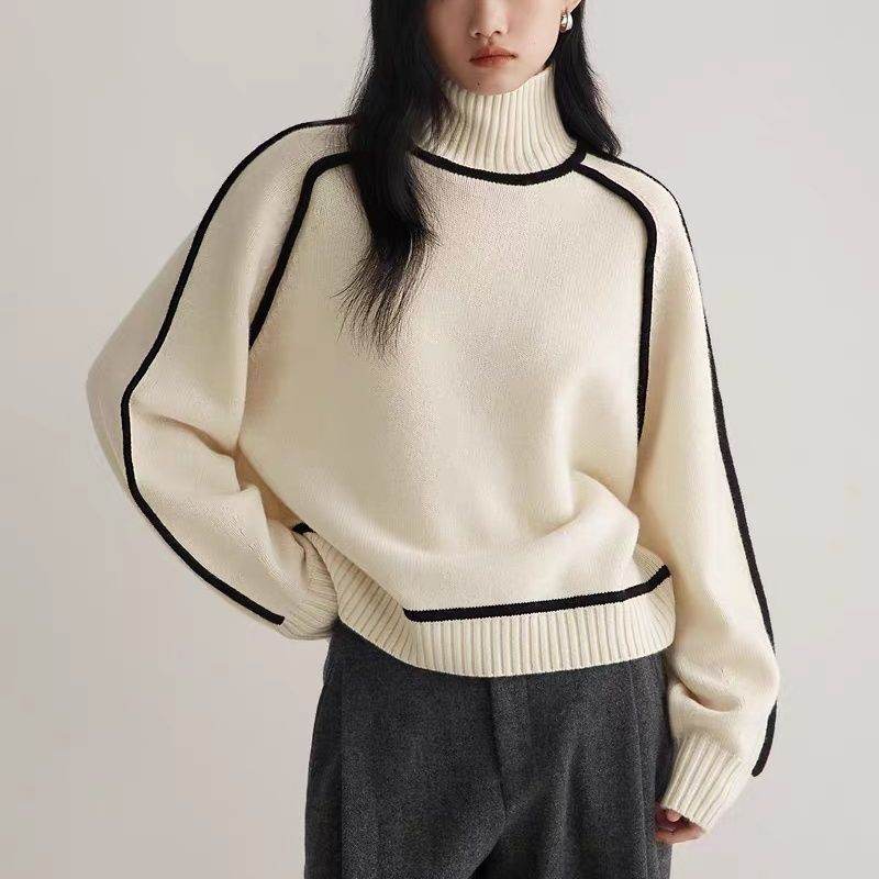 Autumn And Winter Half Turtleneck Three-dimensional Casual Loose Pullover Knitted Sweater Fashion Knit Top Outerwear - Velora