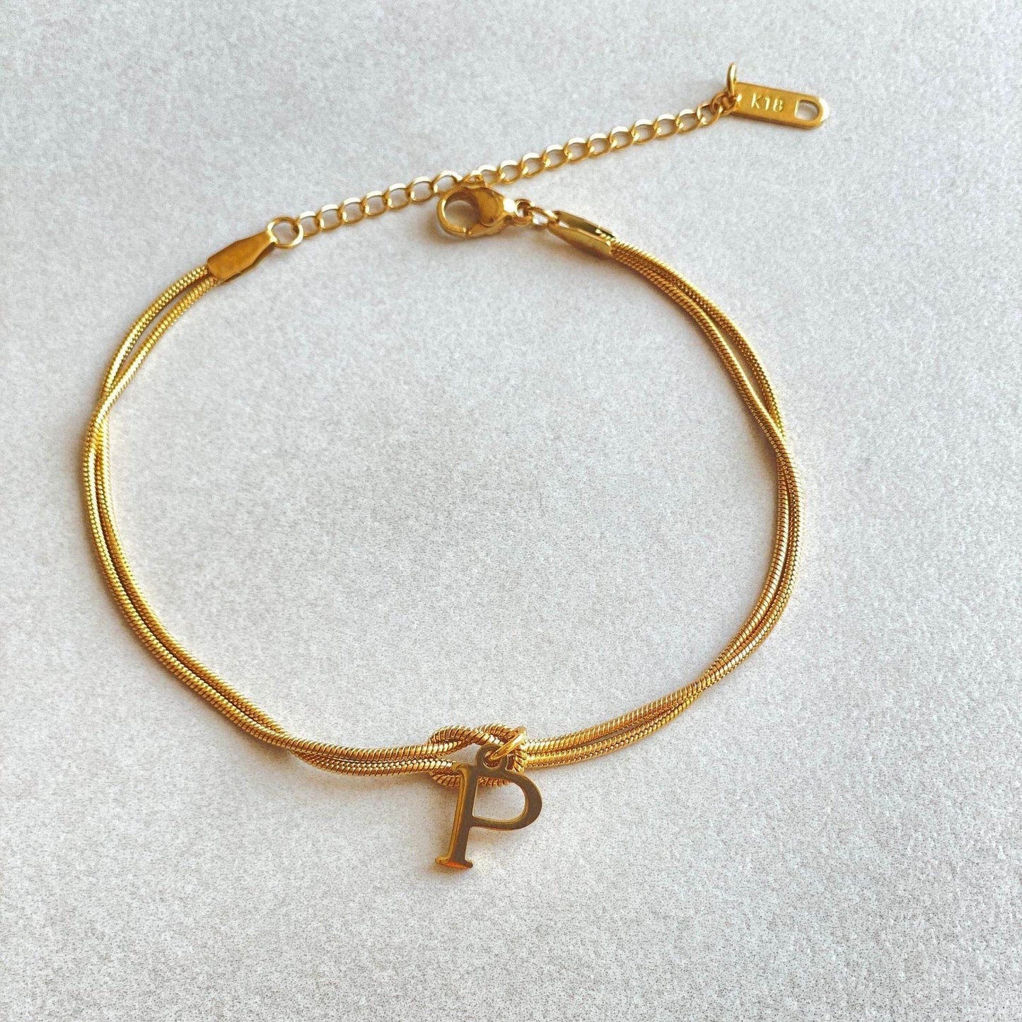 New Letter A-Z Love Knot Bracelets For Women Couple Gold Color Dainty Snake Chain Charm Bracelet Stainless Steel Jewelry Gift Valentine's Day Gifts - Velora