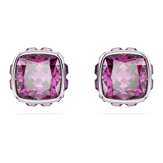 Swarovski February Birthstone Stud Earrings Purple Square-Cut Stone and Crystals in a Rhodium-Finished Setting Part of the Swarovski Birthstone Collection
