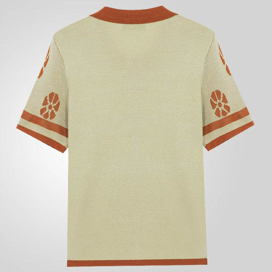 Jacquard Men's Knitted Shirt Lapel Cardigan Short Sleeve Polo Shirt - Velora