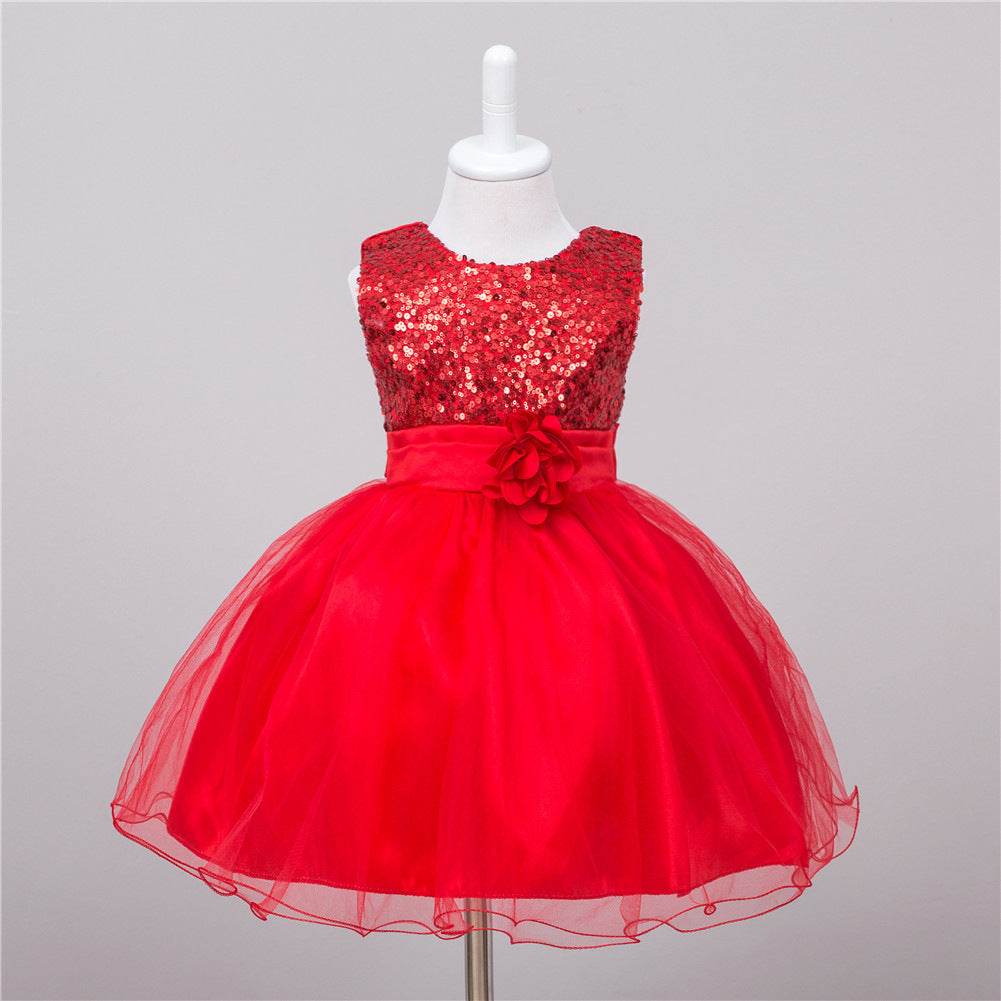 Baby Sequin Dress Flower Girl Wedding Princess Dress - Velora
