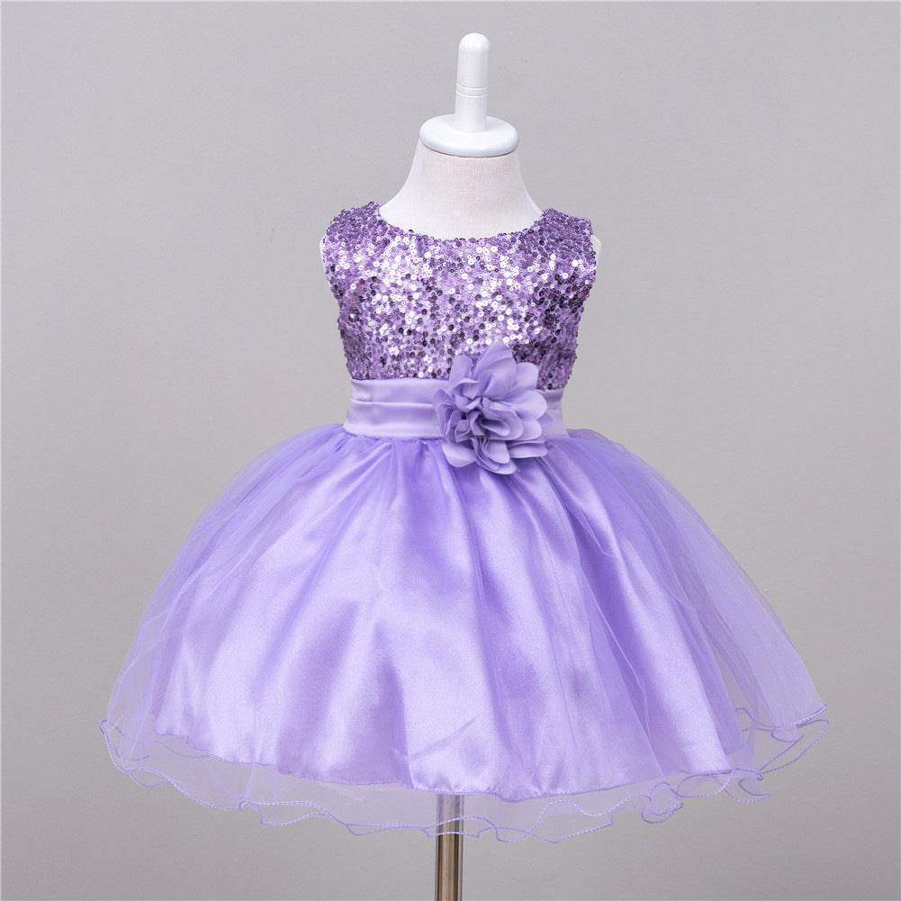 Baby Sequin Dress Flower Girl Wedding Princess Dress - Velora