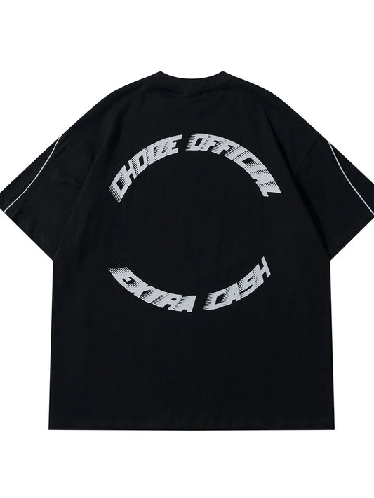 Men's Round Neck Letter Graphic Contrast T-Shirt - Velora