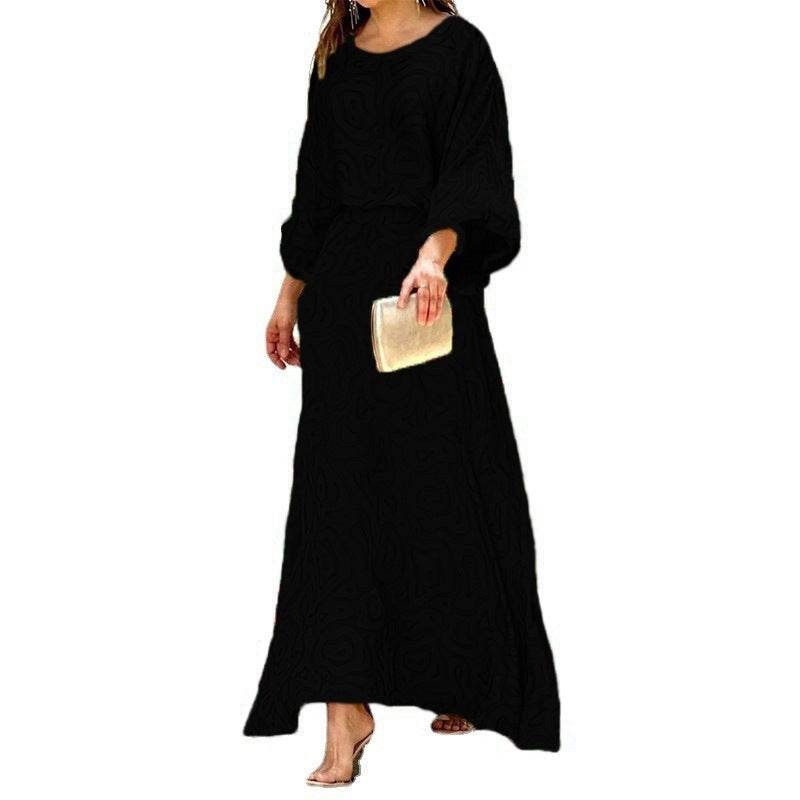 2pcs Women's Dress Suits Fashion Loose Printed Long Sleeve Top And High Waist Long Skirt - Velora