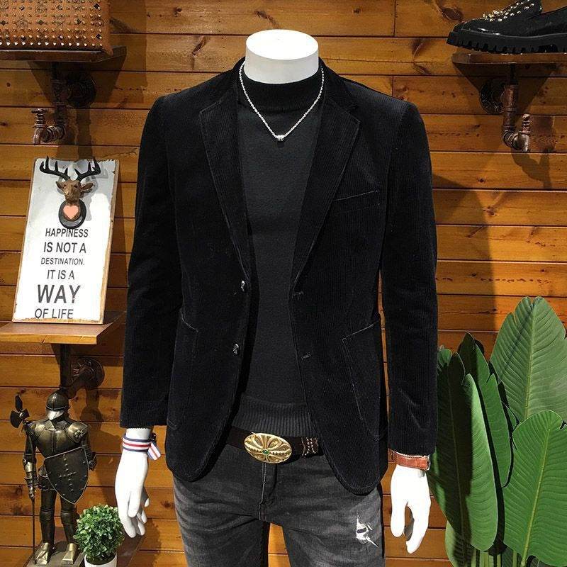 Corduroy Suit Men's Business Slim Fit Casual Small Suit - Velora