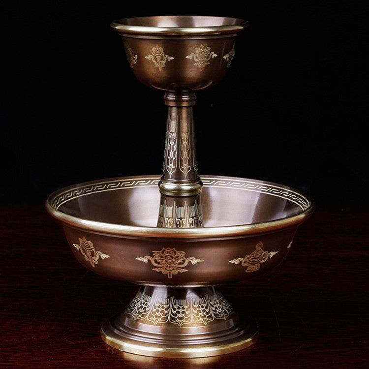 Buddhist supplies India pure copper Dharma cup red copper carved eight auspicious thickened Dharma cup wine cup - Velora