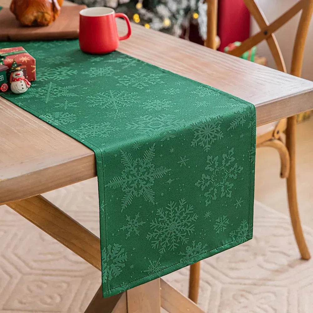 Christmas Table Runner Dark Jacquard Dining Table - Velora
